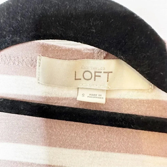LOFT Hoodie Open Waterfall Cardigan Pink White Stripe Small - Picture 3 of 5